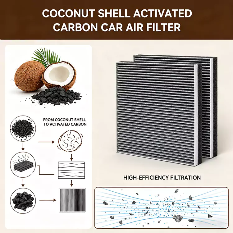 Automotive Cabin Air Filter ကာဗွန်အလွှာ